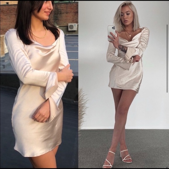 Princess Polly Star Power Long Sleeve Silky Satin Mini Dress - Picture 2 of 2